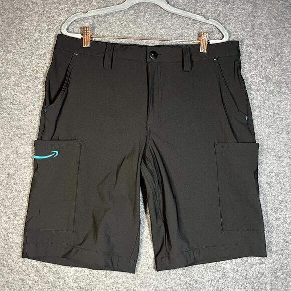 Amazon Luly Yang Delivery Cargo Shorts Mens M 32-34 Waist Black Stretch Branded - Picture 1 of 10